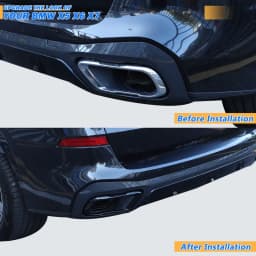 2Pcs Glossy Black Stainless Steel Car Exhaust Muffler Pipe Tip Cover Trim For BMW X5 G05 X6 G06 X7 G07 2019-2025 Accessories 