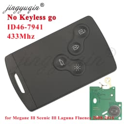 jingyuqin for Renault Megane Ill Scenic Ill Laguna Fluence 2008-2016 Car Remote Key ID46 PCF7941 4BT No-KeylessGo +Emergency Key