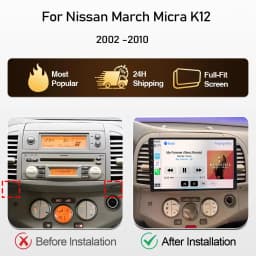 Carplay Android Car Radio For Nissan March Micra K12 2002- 2010 Auto GPS Navigation Head Unit Stereo 4G WIFI Multimedia Wireless