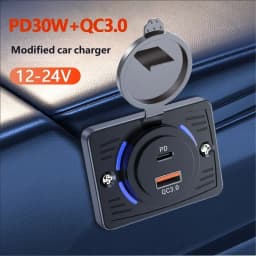 Wall Mount Charger Adapter, 2-4 Ports USB Outlet, QC 22.5W PD 30W Type-C Quick Charge, QC3.0 Panel, Bus, ATV, Truck