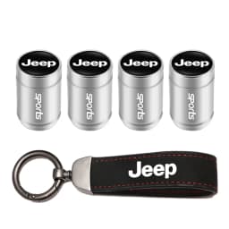 Car Tire Wheel Valve Caps Cover Suede Car Key Chain Ring Keychain For Jeep Grand Cherokee Wrangler JK Gladiator Compass Patriot