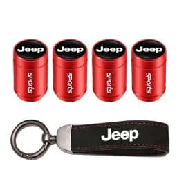 Car Tire Wheel Valve Caps Cover Suede Car Key Chain Ring Keychain For Jeep Grand Cherokee Wrangler JK Gladiator Compass Patriot