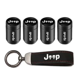 Car Tire Wheel Valve Caps Cover Suede Car Key Chain Ring Keychain For Jeep Grand Cherokee Wrangler JK Gladiator Compass Patriot