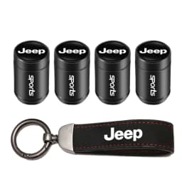 Car Tire Wheel Valve Caps Cover Suede Car Key Chain Ring Keychain For Jeep Grand Cherokee Wrangler JK Gladiator Compass Patriot