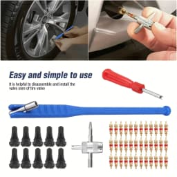 43Pcs Tire Valve Stem Removal Tool Kit Valve Core Remover Tire Repair Tool Tire Valve Tool Valve Stem Puller Installer Tool