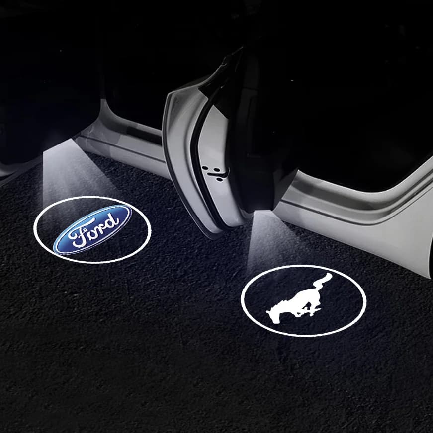 1/2pcs LED Car Logo Door Welcome Light Wireless Projector Lamp For Ford Mustang Kuga Focus Puma Fiesta Fusion Edge Accessories