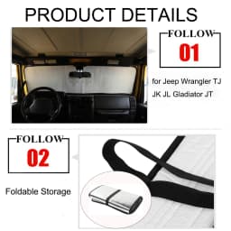 Car Front Windshield Sunshade Sun Visor UV Rays Cover for Jeep Wrangler TJ JK JL Gladiator JT 1997-2026 Up Interior Accessories