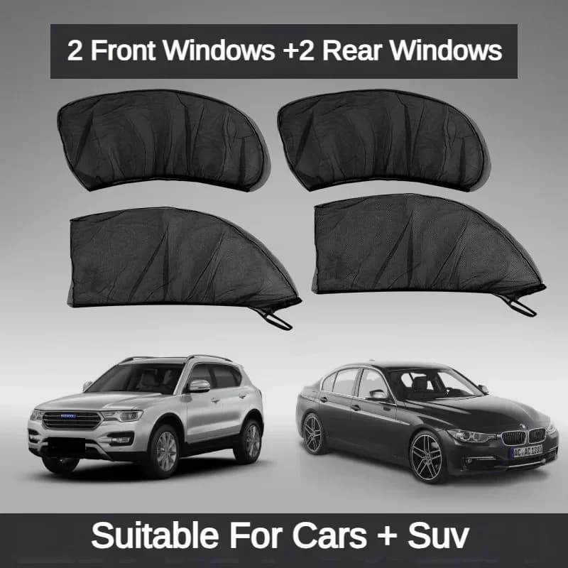 KKJOY Universal Car Sunshade SUV UV Protection Anti-Mosquito Side Window Curtain  for Privacy Heat Reduction