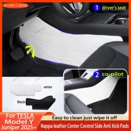 For Tesla Model Y Juniper 2025 brand-new design Nappa leather Side Defense Kick Pad Central Control Protective Foot Pad Interior