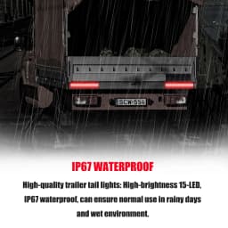 2PCS New 12-24V 15LED Tail Rear Lamp for Trailer Truck Lorry Pickup-Brake/Stop/Turn Lights Light Bar Strip