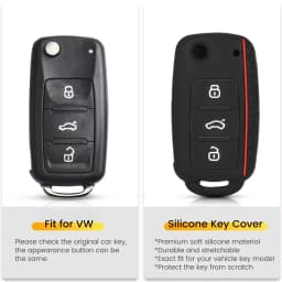 KEYYOU Protective Silicone Car Key Case for Volkswagen Sagitar/Polo/Golf/Bora/Tiguan/TOUAREG/Phaeton/SEAT/Skoda Key Fob Cover