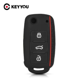 KEYYOU Protective Silicone Car Key Case for Volkswagen Sagitar/Polo/Golf/Bora/Tiguan/TOUAREG/Phaeton/SEAT/Skoda Key Fob Cover