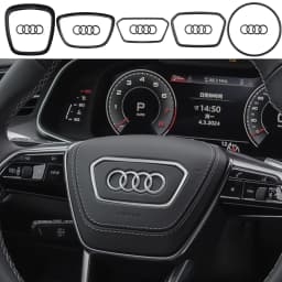 Car Steering Wheel Center Emblem Logo Stickers Trim Frame Decor Ring Cover For AUDI A3 A4 A5 A6L A4L A8 Q5 Q3 Q7 Q8 Accessories