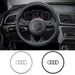 Car Steering Wheel Center Emblem Logo Stickers Trim Frame Decor Ring Cover For AUDI A3 A4 A5 A6L A4L A8 Q5 Q3 Q7 Q8 Accessories
