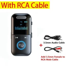 Bluetooth 5.4 Aux Adapter Audio Receiver Transmitter 3.5mm Jack LED Display for Car/Home Stereo/Wired Headphones/Speaker/TV