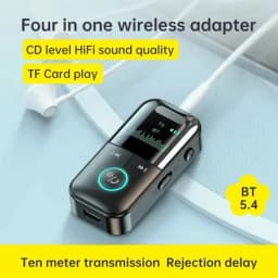 Bluetooth 5.4 Aux Adapter Audio Receiver Transmitter 3.5mm Jack LED Display for Car/Home Stereo/Wired Headphones/Speaker/TV
