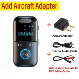 Bluetooth 5.4 Aux Adapter Audio Receiver Transmitter 3.5mm Jack LED Display for Car/Home Stereo/Wired Headphones/Speaker/TV