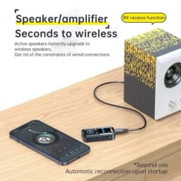 Bluetooth 5.4 Aux Adapter Audio Receiver Transmitter 3.5mm Jack LED Display for Car/Home Stereo/Wired Headphones/Speaker/TV