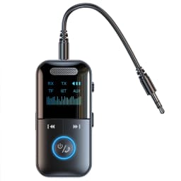 Bluetooth 5.4 Aux Adapter Audio Receiver Transmitter 3.5mm Jack LED Display for Car/Home Stereo/Wired Headphones/Speaker/TV