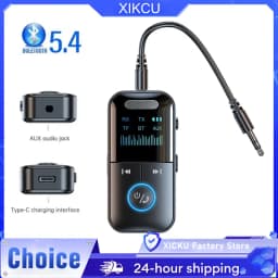 Bluetooth 5.4 Aux Adapter Audio Receiver Transmitter 3.5mm Jack LED Display for Car/Home Stereo/Wired Headphones/Speaker/TV
