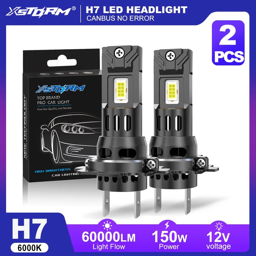 XSTORM H7 LED Lights Bulbs 150W 60000LM H1 LED Headlights Canbus H4 LED Headlights Car Turbo Lamps 6000K 12V Automobile 