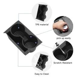 Smabee for Kia EV3 EV4 2024-2026 Center Console Water Cup Holder Shock-Absorbing Storage Tray TPE Car Interior Accessories Black