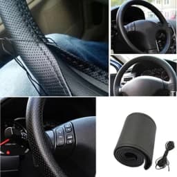 Car Steering Wheel Cover Needles And Braid Thread Artificial Leather Car Covers Suite 2 Color DIY Texture Soft Auto Accessories