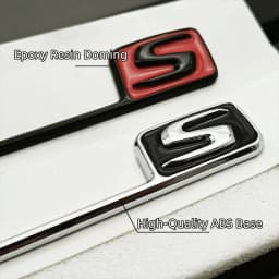 3D ABS S Letter Logo Rear Trunk Emblem Badge For Mercedes Benz AMG C63S E63S GLC63S Car Styling Fender Decal Sticker