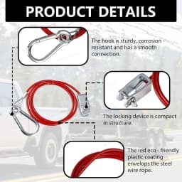 Universal Heavy Duty Stainless Steel Caravan Trailer Breakaway Rope Brake Away Safety Cable Braked Hitch Accessories Parts