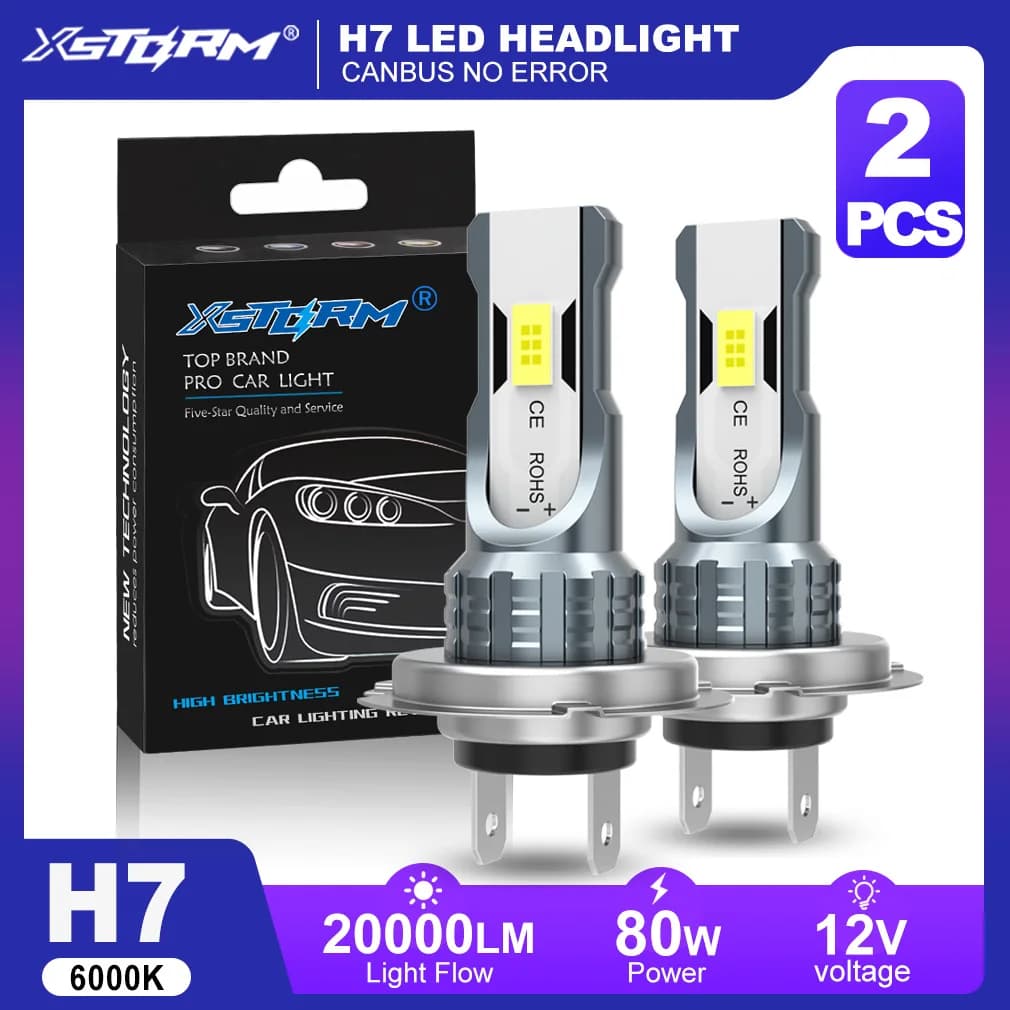 XSTORM H7 LED Fog Lights Bulbs H4 H11 9005 9006 LED Headlight for Car 80W 20000LM 6000K Auto Headlamps Plug & Play 12V 24V