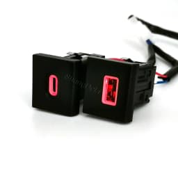 12V/24V Red Led Light Fit for Amarok 2011-2022 Car Dual Charger Adapter Socket USB Type C PD Charging Outlet