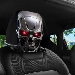 2Pcs Terminator Robot Print Car Headrest Covers Unfilled Design HD 3D Digital Printing Universal Unique Auto Head Rest Protector