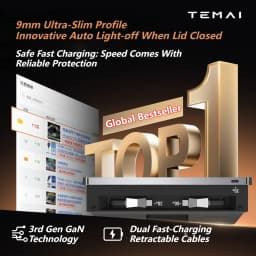 TEMAI 120W Central Control Fast Charging Dock-GaN HUB Expansion Slot for Tesla Model Y/YL Juniper Model 3 Highland, Auto-Dimming