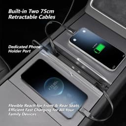 TEMAI 120W Central Control Fast Charging Dock-GaN HUB Expansion Slot for Tesla Model Y/YL Juniper Model 3 Highland, Auto-Dimming
