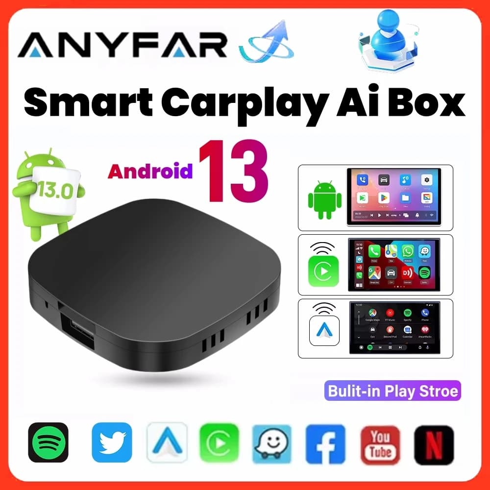 Carplay AI Box Android 13 Wireless Android Auto For Youtube Netflix Toyota Mazda Hyundai Haval GMC Ford MG VW Kia
