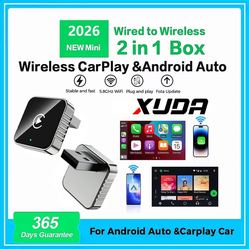 XUDA 2026 Latest Wireless CarPlay Apapter USB CarPlay & Android Auto,Type-C Port,Converts Wired to Wireless,Plug & Play,Auto-C