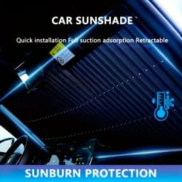 Car Retractable Windshield Sunshade with Suction Cups Folding Front Rear Window Sun Shade Summer UV Blocking Sun Protective