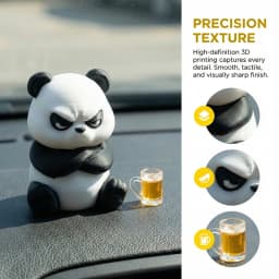 Funny 3D Printed Angry Panda Auto Dashboard Decor Cute Car Accessories for Interior Stress Relief Ornaments For Car & Home Desk