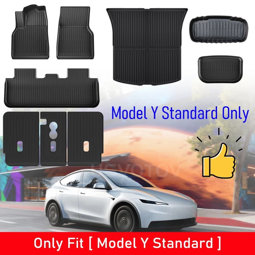 Floor Mats for Tesla Model Y Standard 2026 2025 Trunk Mat Cargo Liner Frunk Backrest Mats Accessories (Standard Models Only)