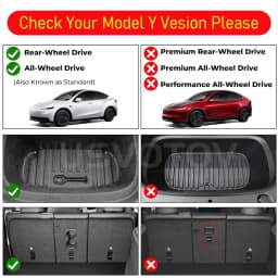 Floor Mats for Tesla Model Y Standard 2026 2025 Trunk Mat Cargo Liner Frunk Backrest Mats Accessories (Standard Models Only)