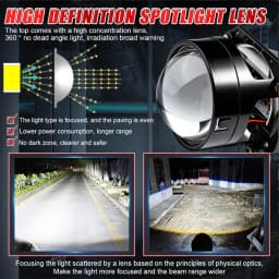 2.5 Inch Bi Led Projector Lens Led Light H4 H7 9005 9006 Car Headlight Bulb High Low Beam 6000K Diode 120W 40000LM Turbo Tuning