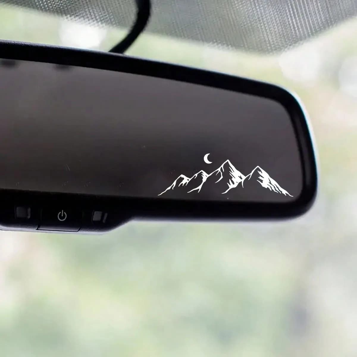 Mountains, Rivers and Bright Moons Personalized Car Stickers, Natural Scenery Car Window Decals, Car Rearview Mirror Decoration