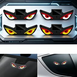 Solar Powered Car Neon Light Wireless Cool DEMON EYE Led Ambient Light Suction Cup USB Rechargeable Atmosphere Breathing Lamp 