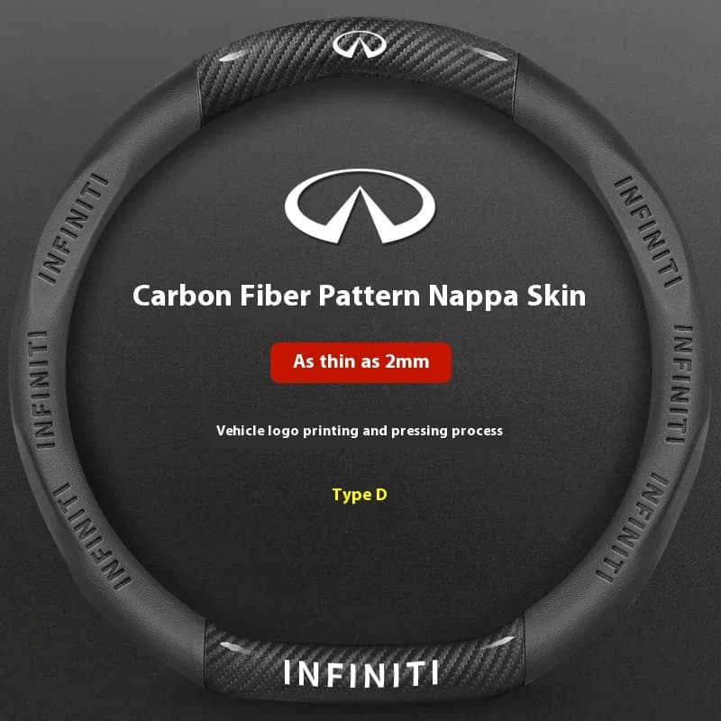 Infiniti Q50 Q60S Q70 QX30 QX50 QX55 QX56 QX60 QX70 QX8 JX35 EX25 FX35 G37 M35 ESQ Car Carbon Fiber Leather Steering Wheel Cover