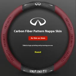 Infiniti Q50 Q60S Q70 QX30 QX50 QX55 QX56 QX60 QX70 QX8 JX35 EX25 FX35 G37 M35 ESQ Car Carbon Fiber Leather Steering Wheel Cover