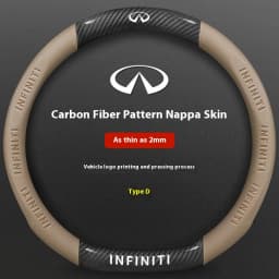 Infiniti Q50 Q60S Q70 QX30 QX50 QX55 QX56 QX60 QX70 QX8 JX35 EX25 FX35 G37 M35 ESQ Car Carbon Fiber Leather Steering Wheel Cover
