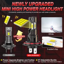 Bullvision H7 Socket Base LED Car Headlight 300W High Power Turbo Bulb 6000K 3 Sides Chip Mini Led Light Wireless with Fan 12V