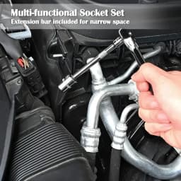 46PCS 1/4 Inch Drive Socket Set Metric Ratchet Wrench Mechanic Tool Kit with Hex Bit Sockets for Auto Repair Household Maintenan