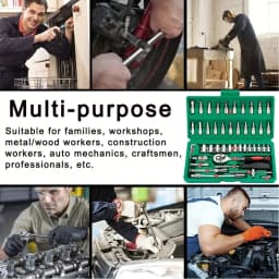 46PCS 1/4 Inch Drive Socket Set Metric Ratchet Wrench Mechanic Tool Kit with Hex Bit Sockets for Auto Repair Household Maintenan