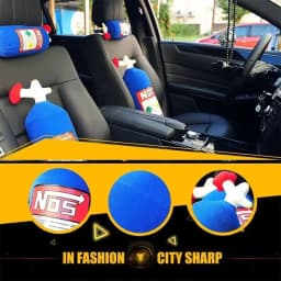 1-2PCS NOS Nitrous Oxide Bottle Plush Pillow Set - Car Neck Headrest Pillow & Lumbar Support Cushion for Auto Interior